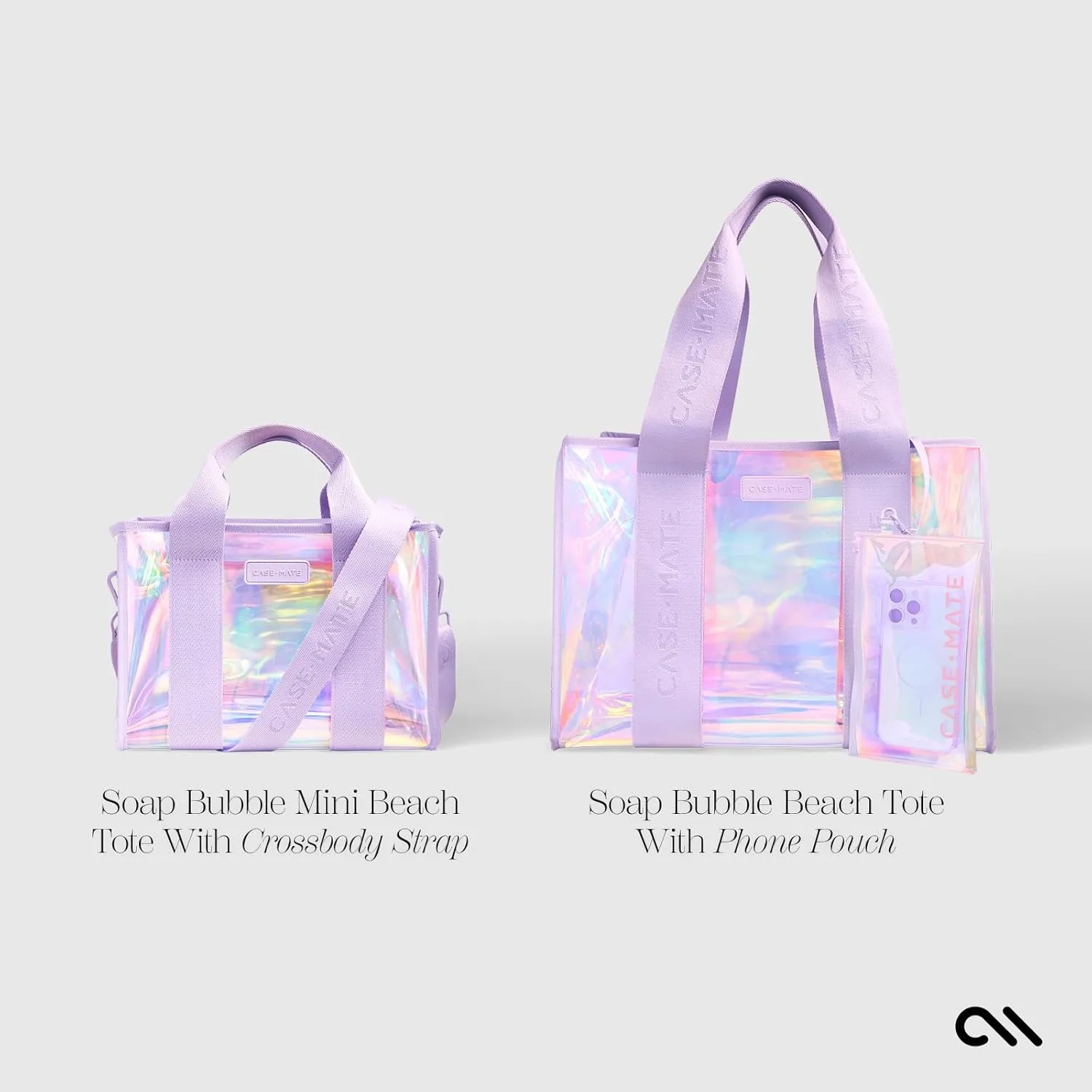 Case-Mate Official Soap Bubble Beach Tote - Iridescent Beach Bag with Phone Pouch for Women - Waterproof, Foldable & Washable - Tote Bag for Beach, Pool, Travel and Vacation - Large