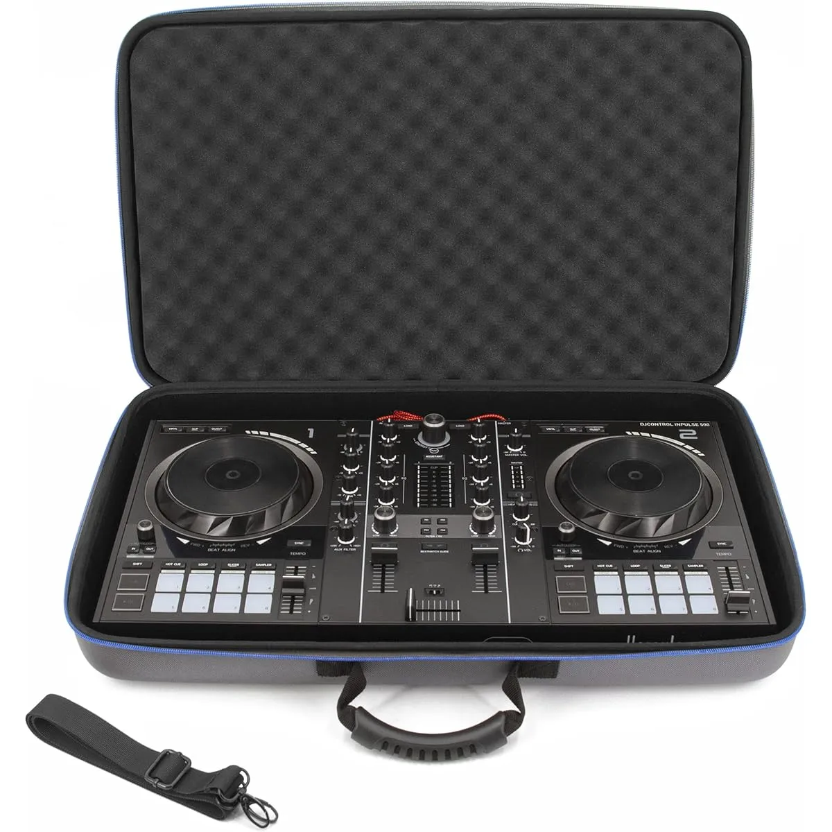 CASEMATIX DJ Controller Travel Case for Hercules Inpulse 500 - Hardshell DJ Mixer Carry Case with Straps