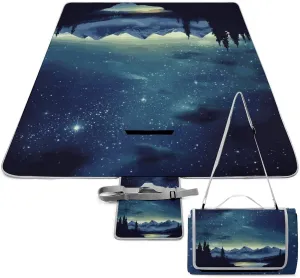 Celestial Night Sky Picnic Blanket Outdoor, Oversized Beach Blanket, Foldable Lightweight Waterproof Sand Cushion Suitable for Beaches, Camping Grasslands Mat
