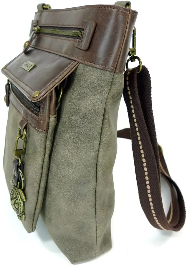 CHALA GEMINI Crossbody Faux Leather Gift Messenger Bag with Double Zip Wallet