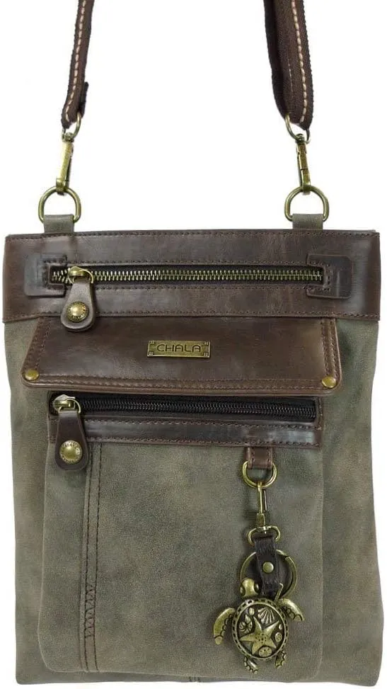 CHALA GEMINI Crossbody Faux Leather Gift Messenger Bag with Double Zip Wallet