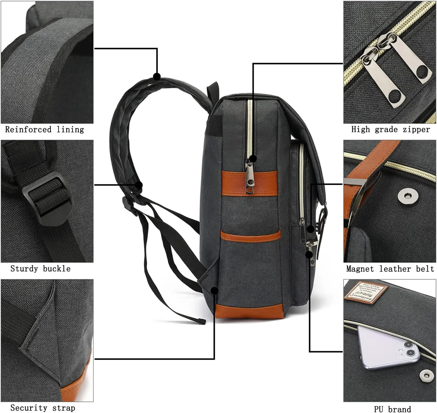 ‎Charcoal Men up Casual Backpack Daypacks Black Laptop Backpack to 15.6 in Unique College Laptop Business Slim Tear Fits Resistant Bag Women, Quick turnaround Travelling Inch Creative Shoulder for