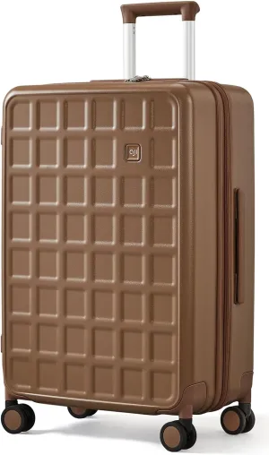 Checked 26 inch Luggage with 8 Spinner Wheels, Large Suitcase with TSA Lock, 100% Lightweight PC Hard Shell travel luggage Suitcases for Men Women, 26-Inch Checked-In, Chocolate Brown