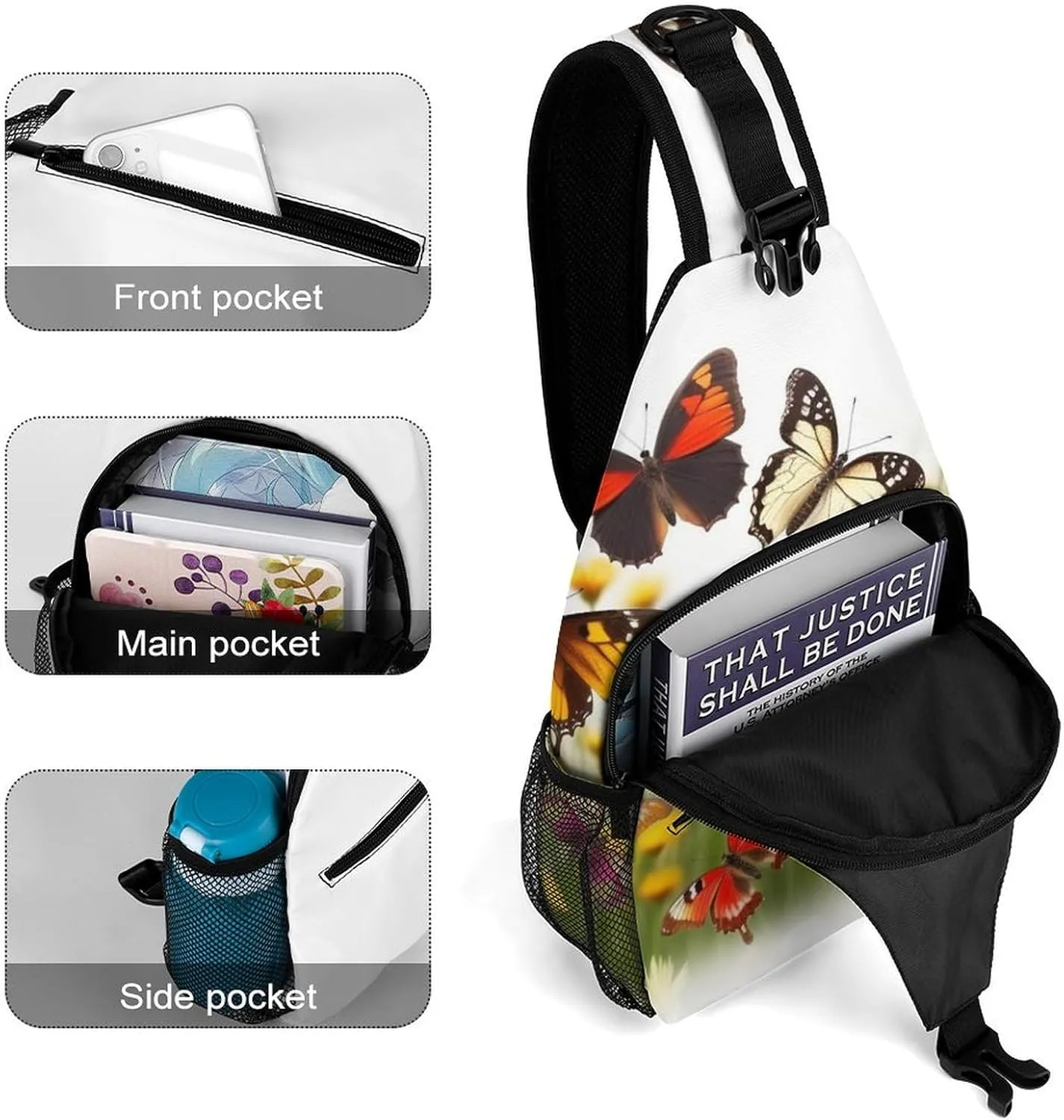 Chest Bag Sling Bag for Men Women Group of Butterflies Sport Sling Backpack Lightweight Shoulder Bag for Travel
