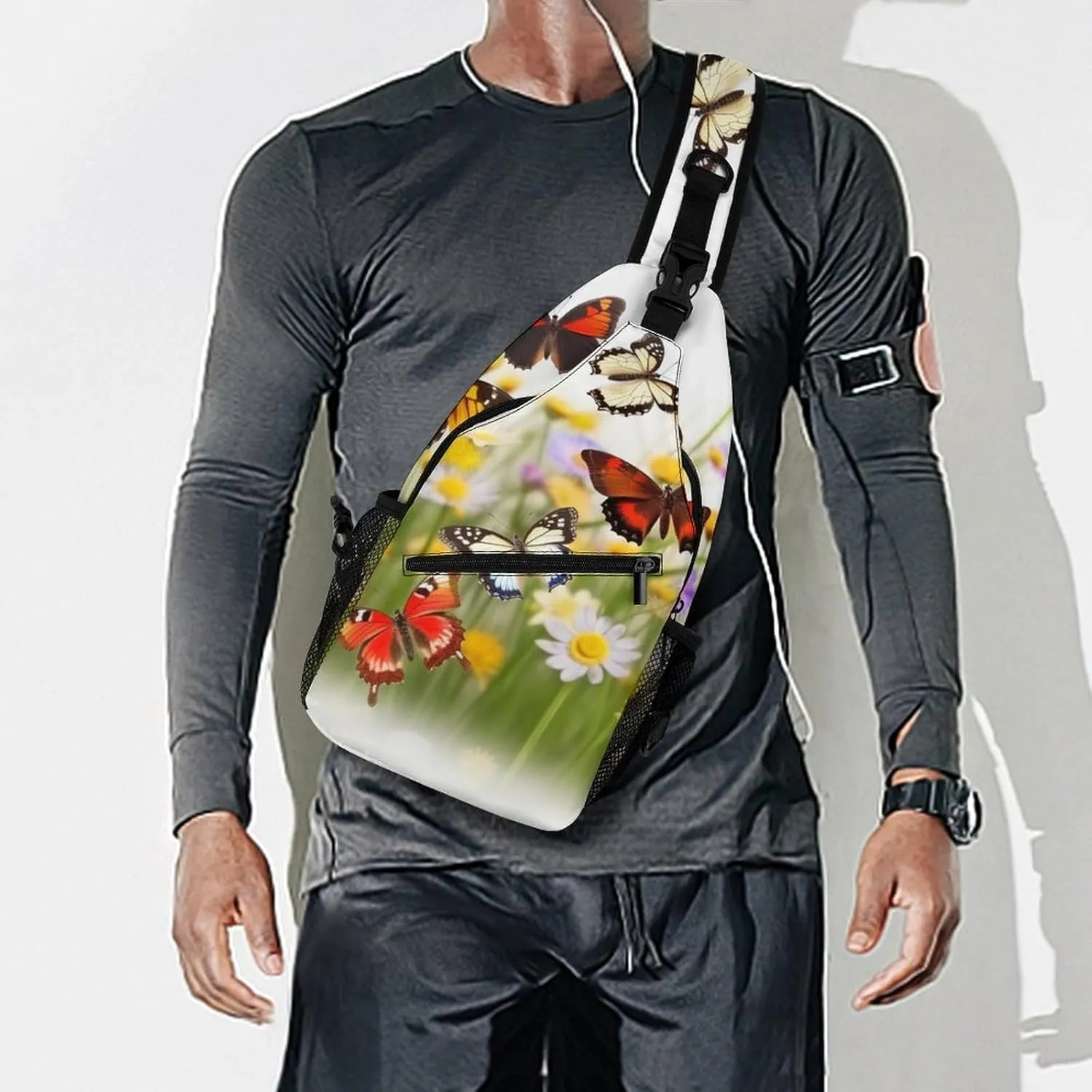 Chest Bag Sling Bag for Men Women Group of Butterflies Sport Sling Backpack Lightweight Shoulder Bag for Travel