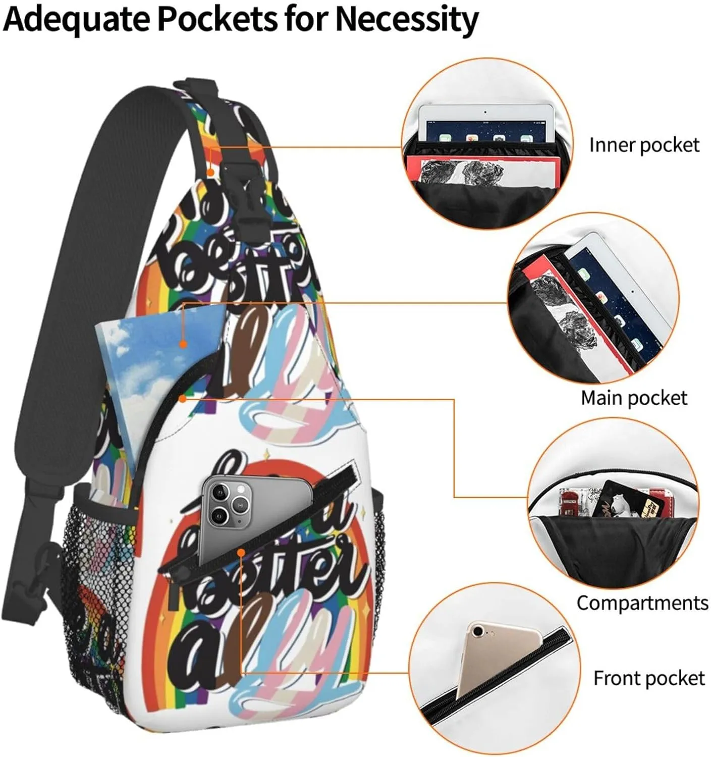 Chest Sling Bag Crossbody Shoulder Backpack Bag Gym Cycling Travel Hiking Daypack Cross Bag