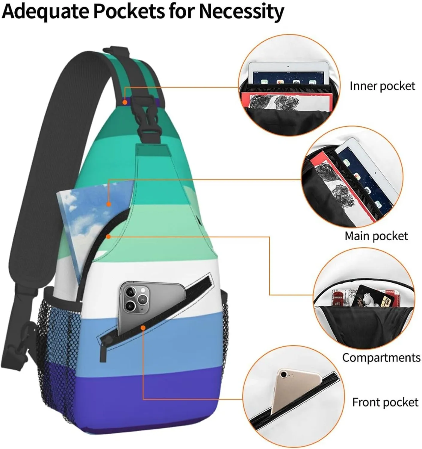 Chest Sling Bag Crossbody Shoulder Backpack Bag Gym Cycling Travel Hiking Daypack Cross Bag