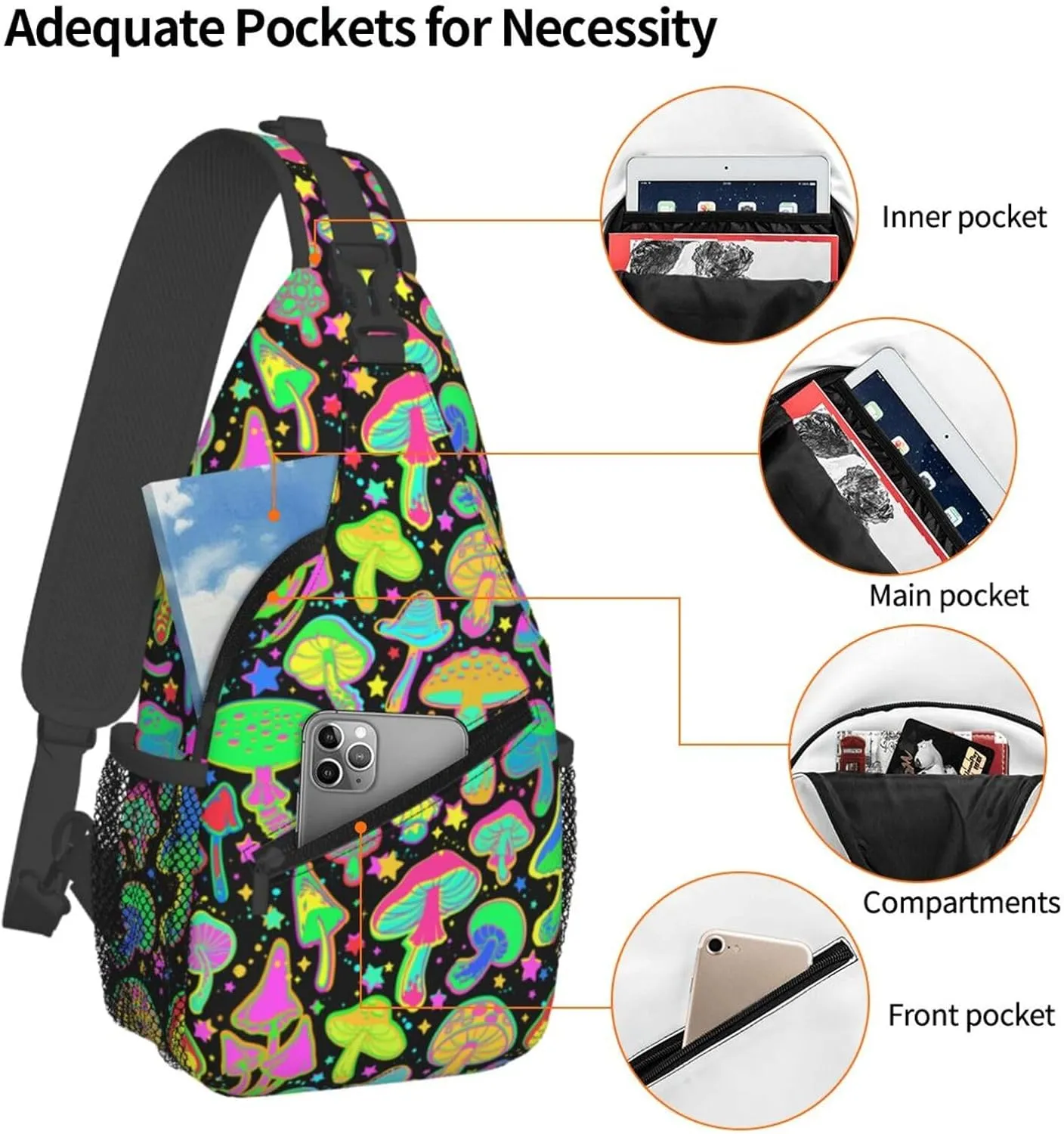 Chest Sling Bag Crossbody Shoulder Backpack Bag Gym Cycling Travel Hiking Daypack Cross Bag