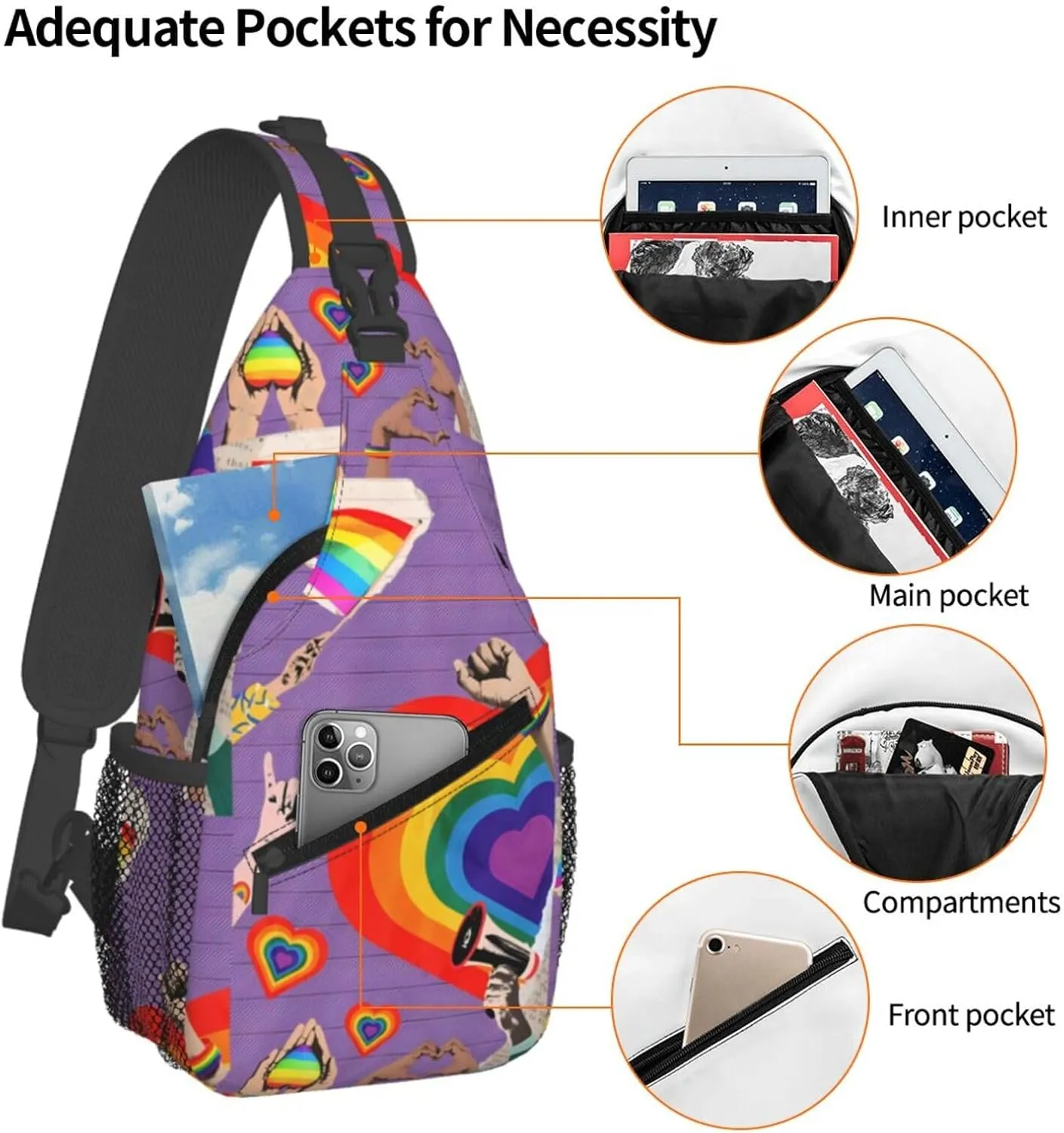 Chest Sling Bag Crossbody Shoulder Backpack Bag Gym Cycling Travel Hiking Daypack Cross Bag