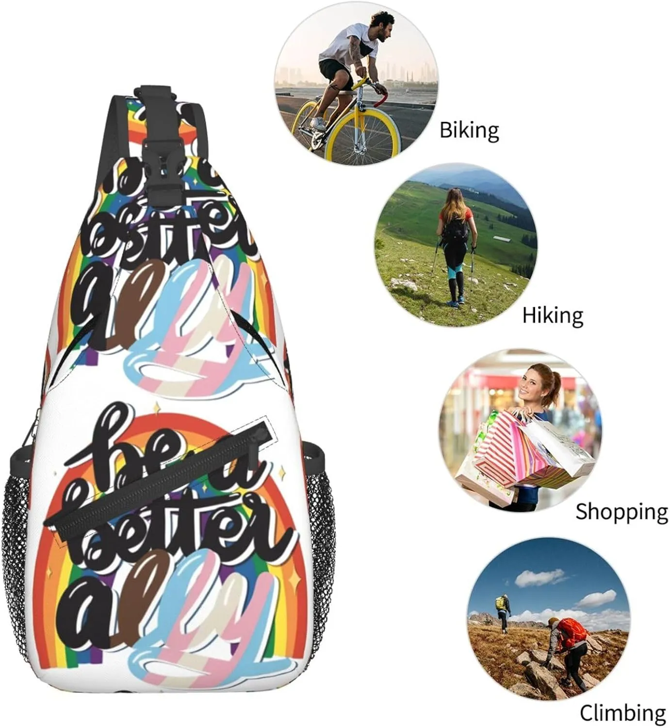 Chest Sling Bag Crossbody Shoulder Backpack Bag Gym Cycling Travel Hiking Daypack Cross Bag