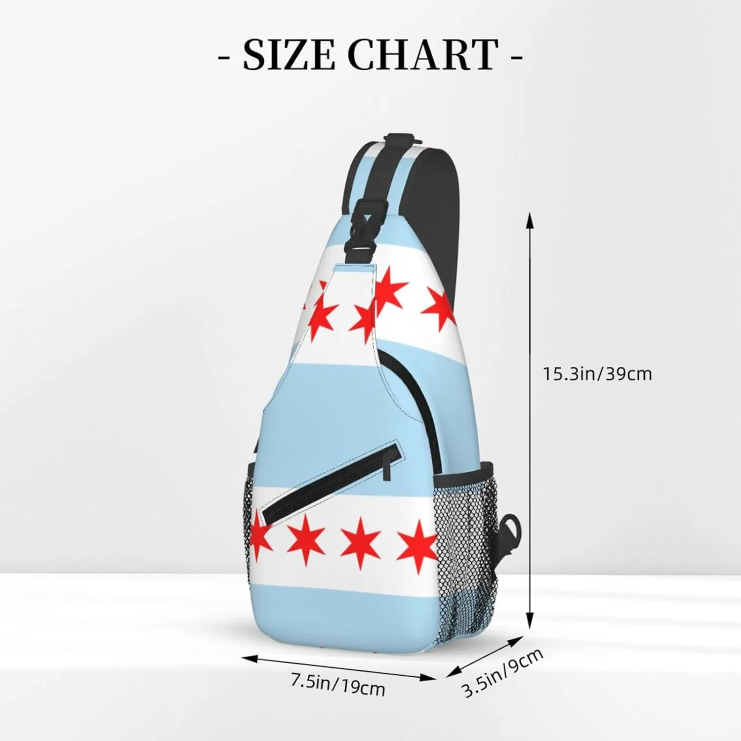 Chicago City Flag Outdoor Crossbody Shoulder Bag For Unisex Young Adult Hiking Bicycling