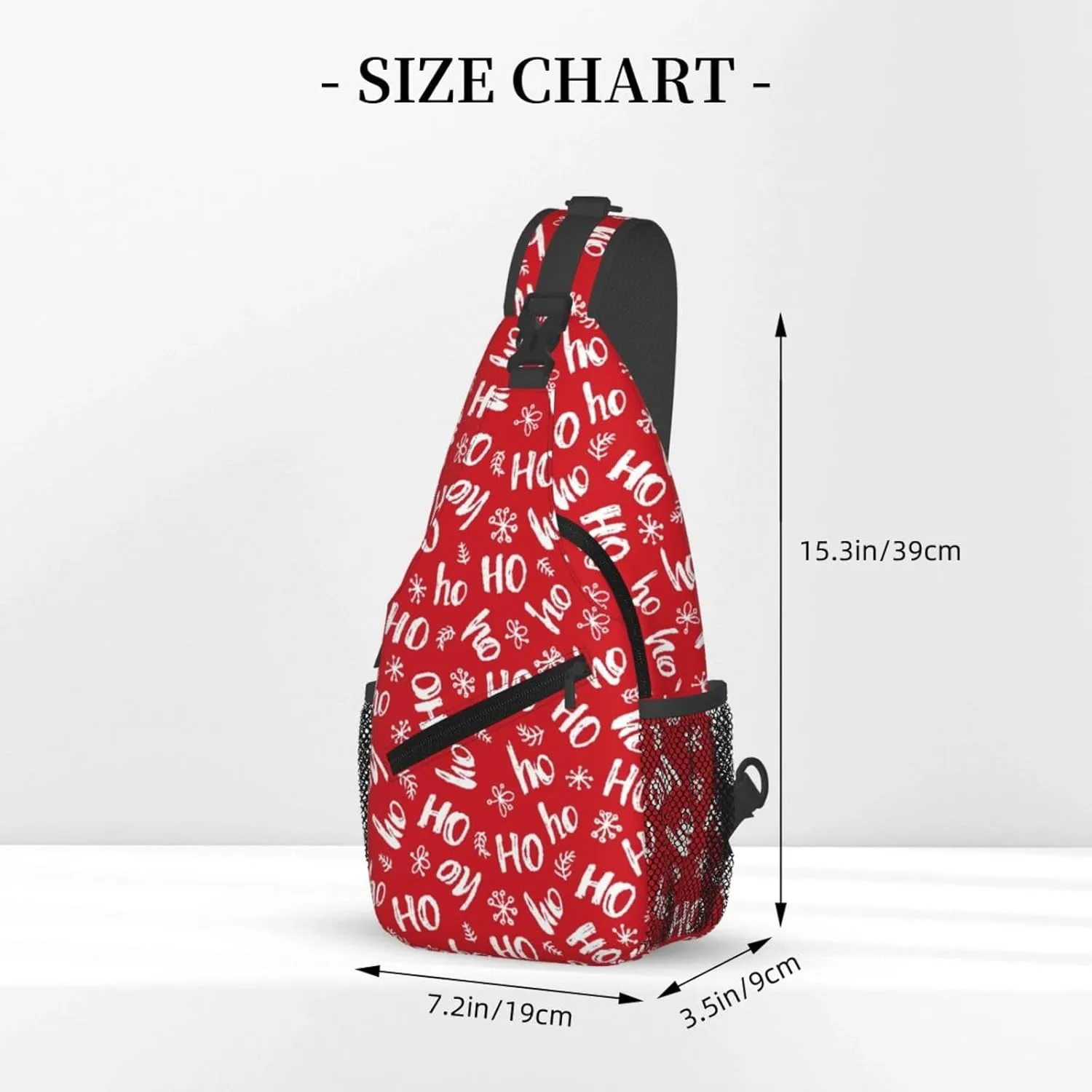 Christmas Ho Ho Ho Crossbody Sling Bag For Women Men Adjustable Christmas New Year Chest Bag Shoulder Bag Sling Backpack Daypack For Sport Travel Hiking
