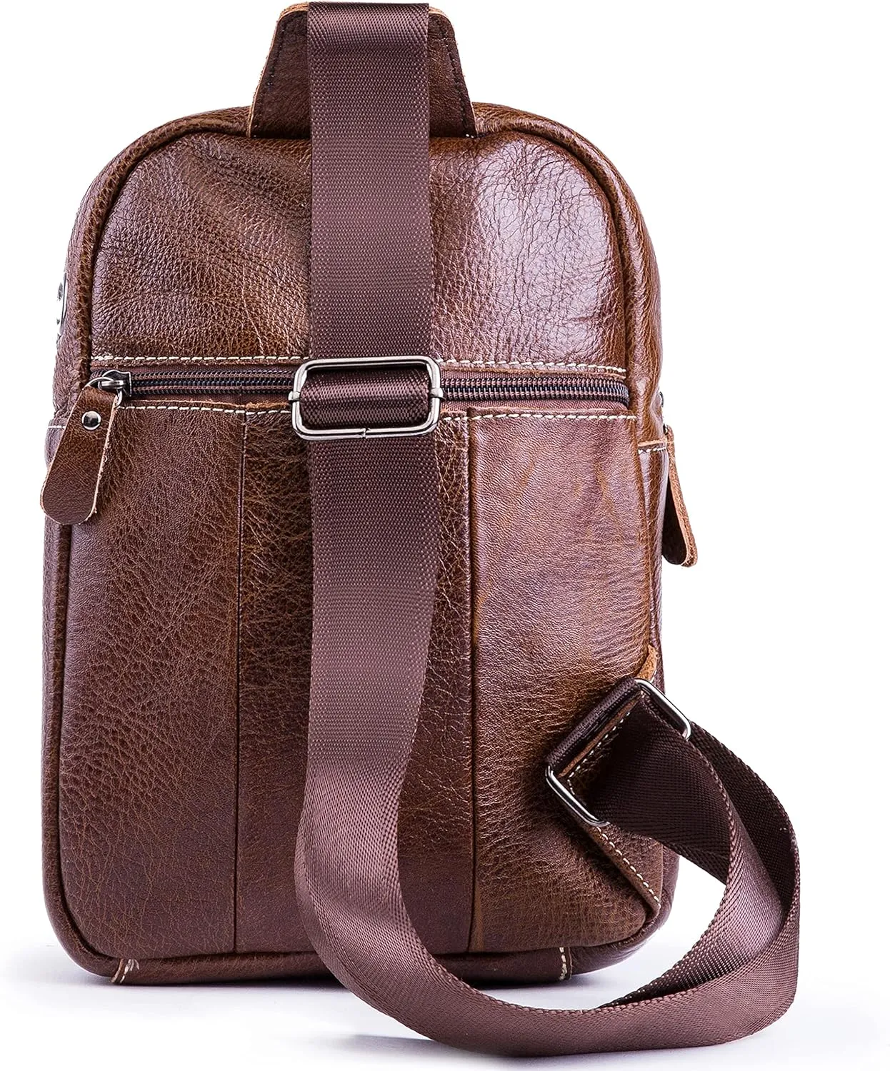 Chrysansmile Sling Bag for Men Black Crossbody Bags for Women Genuine Leather Cross Body Bag Mini Backpack for Travel Outdoor