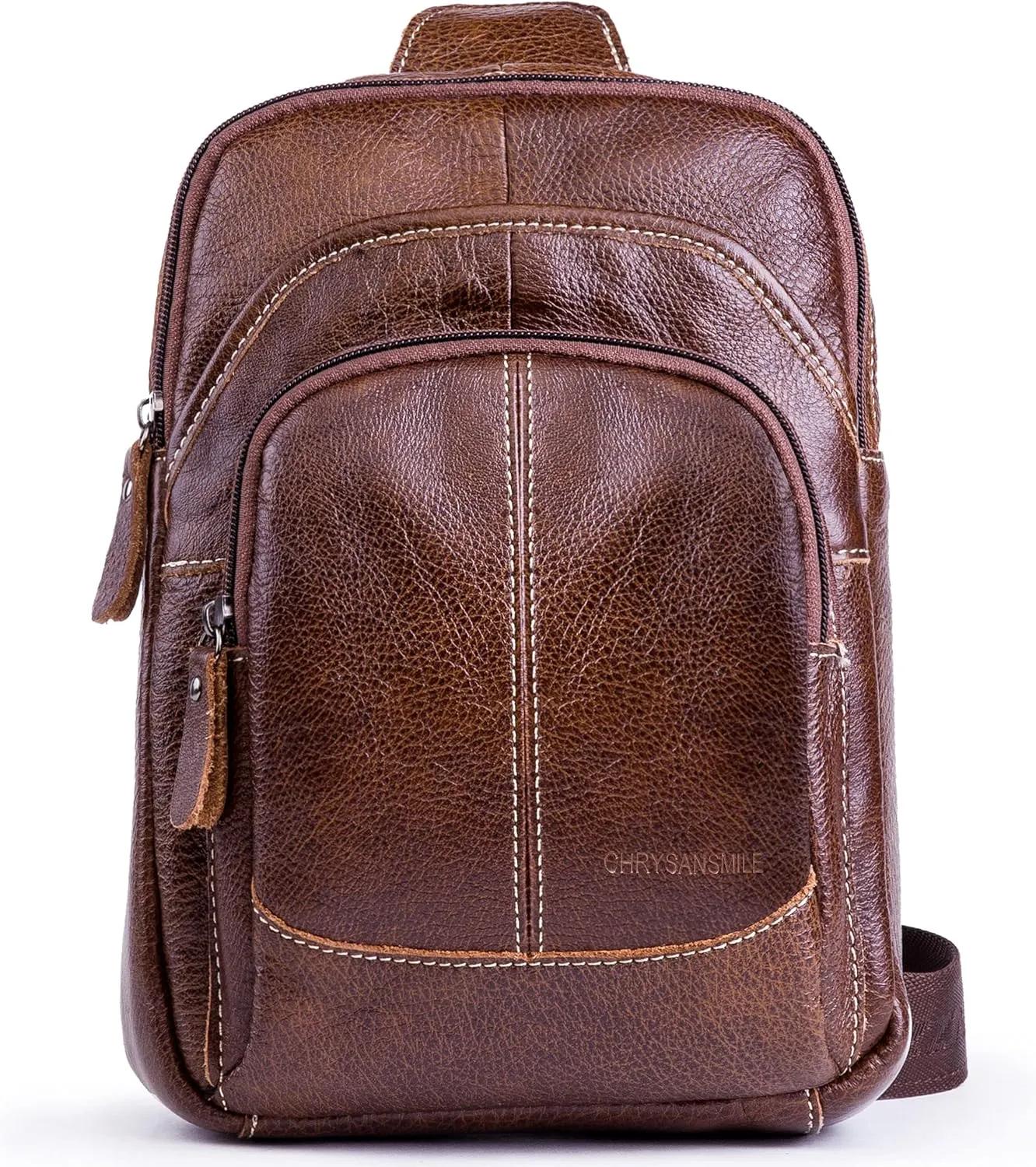 Chrysansmile Sling Bag for Men Black Crossbody Bags for Women Genuine Leather Cross Body Bag Mini Backpack for Travel Outdoor
