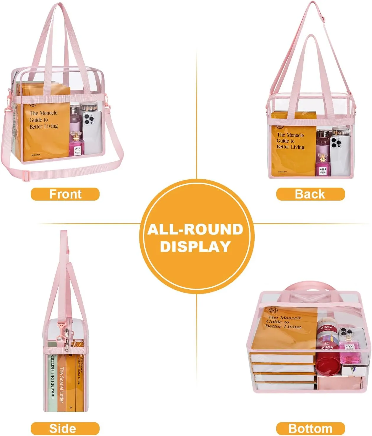 Clear Bag for Stadium Events—Clear Bag Tote Bag with Adjustable Straps for Work Travel Concerts