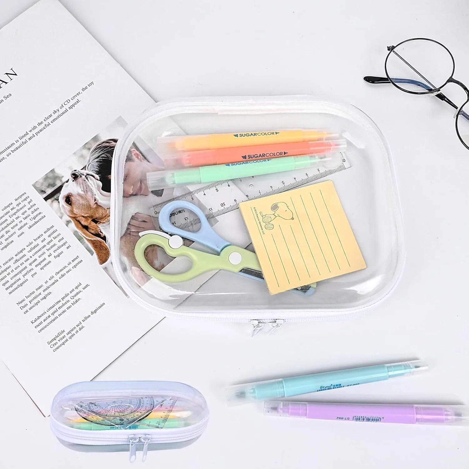 Clear Hard Shell Zipper Case,3PCS Transparent Clear Zipper Pouches,Hard Side Plastic Case Set,Portable Travel Storage Organizer Bins
