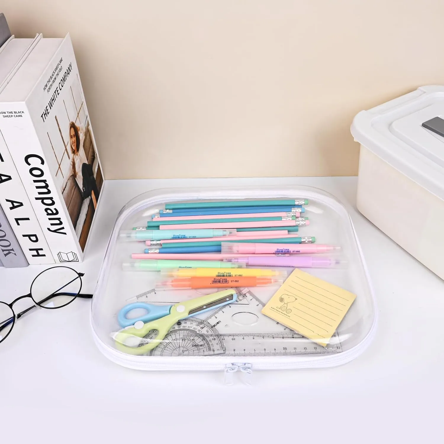 Clear Hard Shell Zipper Case,3PCS Transparent Clear Zipper Pouches,Hard Side Plastic Case Set,Portable Travel Storage Organizer Bins