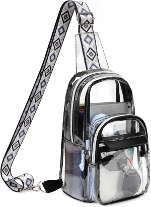 Clear Sling Bag for Women Stadium Approved Transparent Bags Crossbody Casual Chest Shoulder Bag Clear Purse for Concert Sport