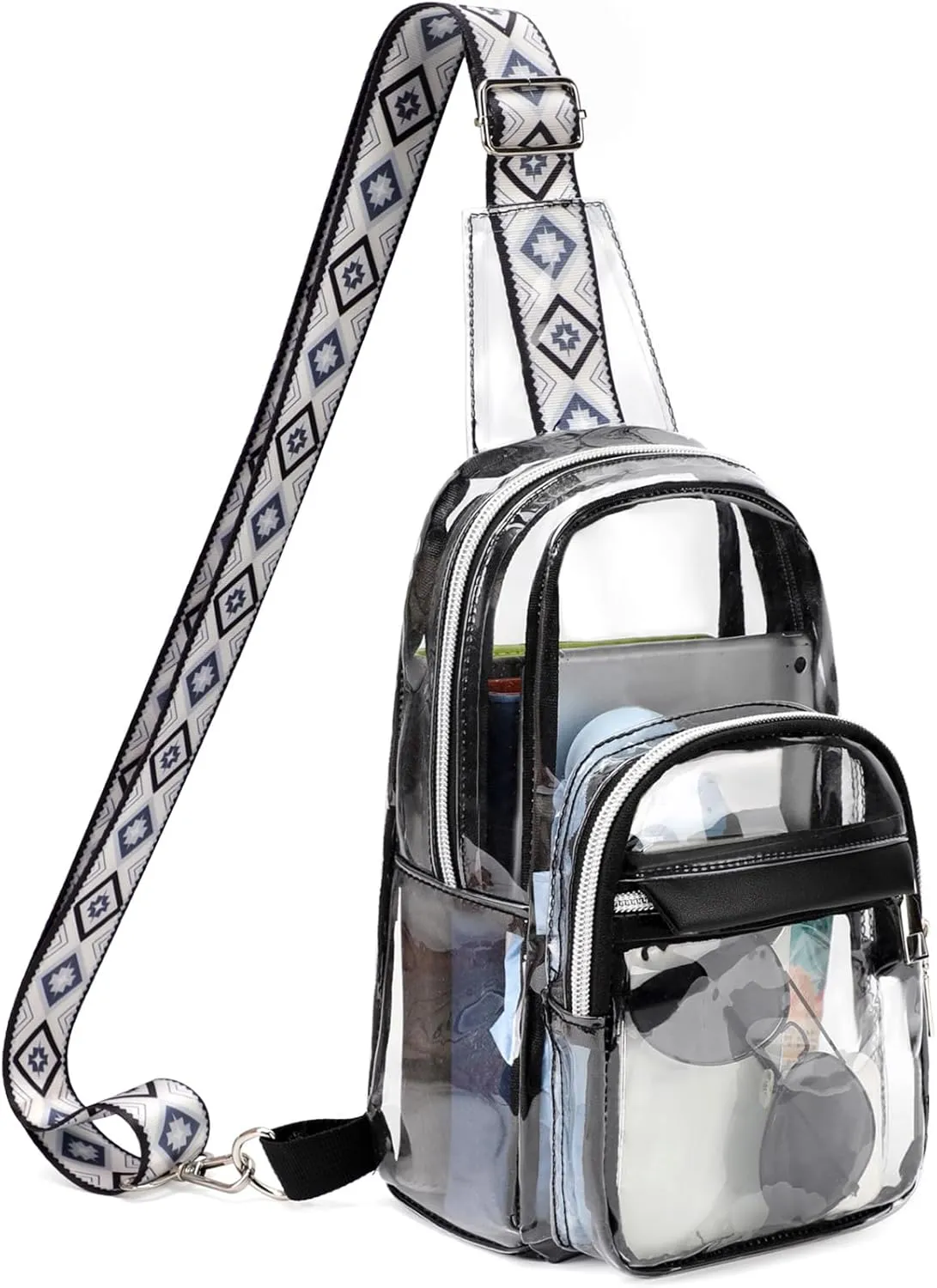 Clear Sling Bag for Women Stadium Approved Transparent Bags Crossbody Casual Chest Shoulder Bag Clear Purse for Concert Sport
