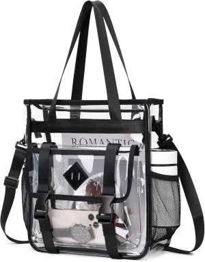 Clear Tote Bag Stadium Approved 12x6x12, Thickened Heavy Duty PVC Transparent Tote Bag Water Resistant