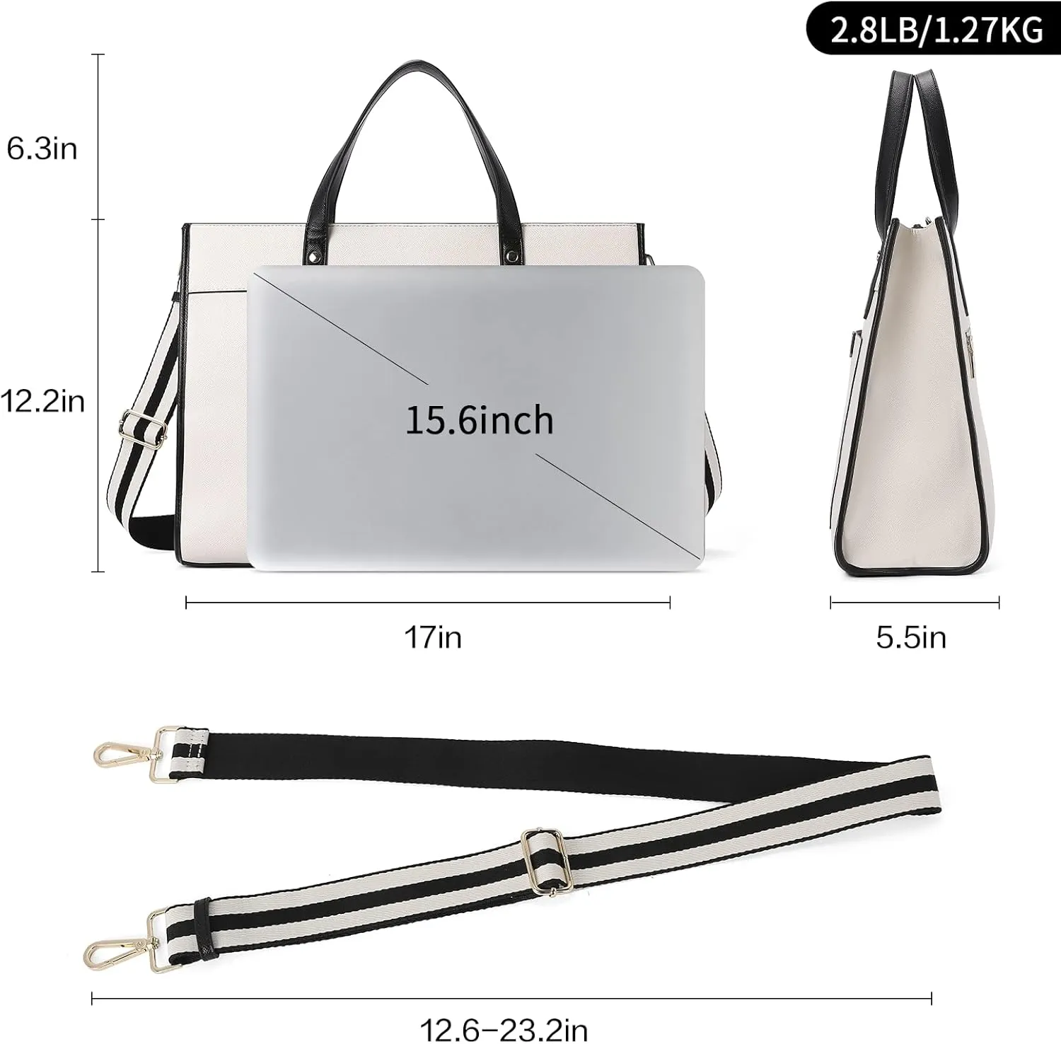 CLUCI Laptop Tote Bag for women 15.6 inch Computer Briefcase Leather Work Shoulder Bags Handbag for Office,School,Travel