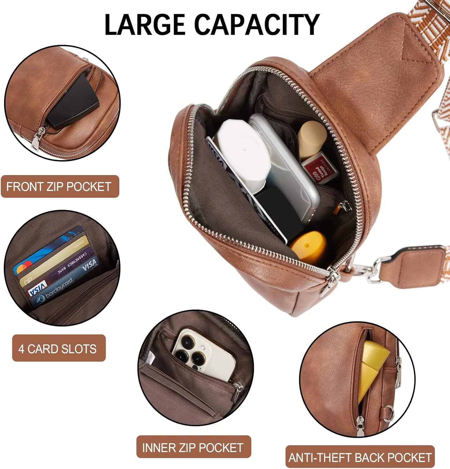 CLUCI Small Sling Bag for Women Vegan Leather Crossbody Chest Bags Trendy, Women's Fanny Pack