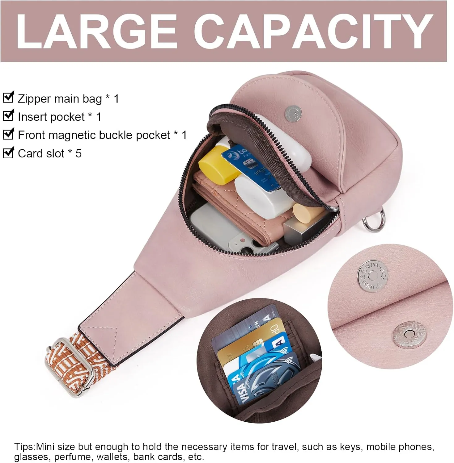 CLUCI Small Sling Bag for Women,Vegan Leather Crossbody Bags for Women,Fanny Packs with Guitar Strap