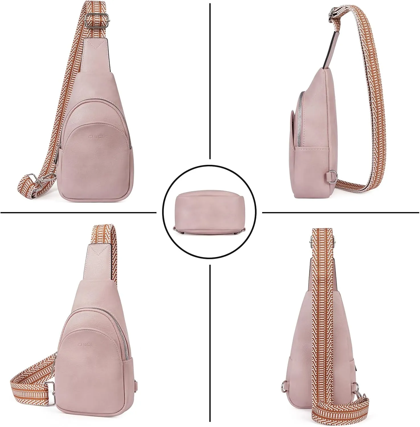 CLUCI Small Sling Bag for Women,Vegan Leather Crossbody Bags for Women,Fanny Packs with Guitar Strap