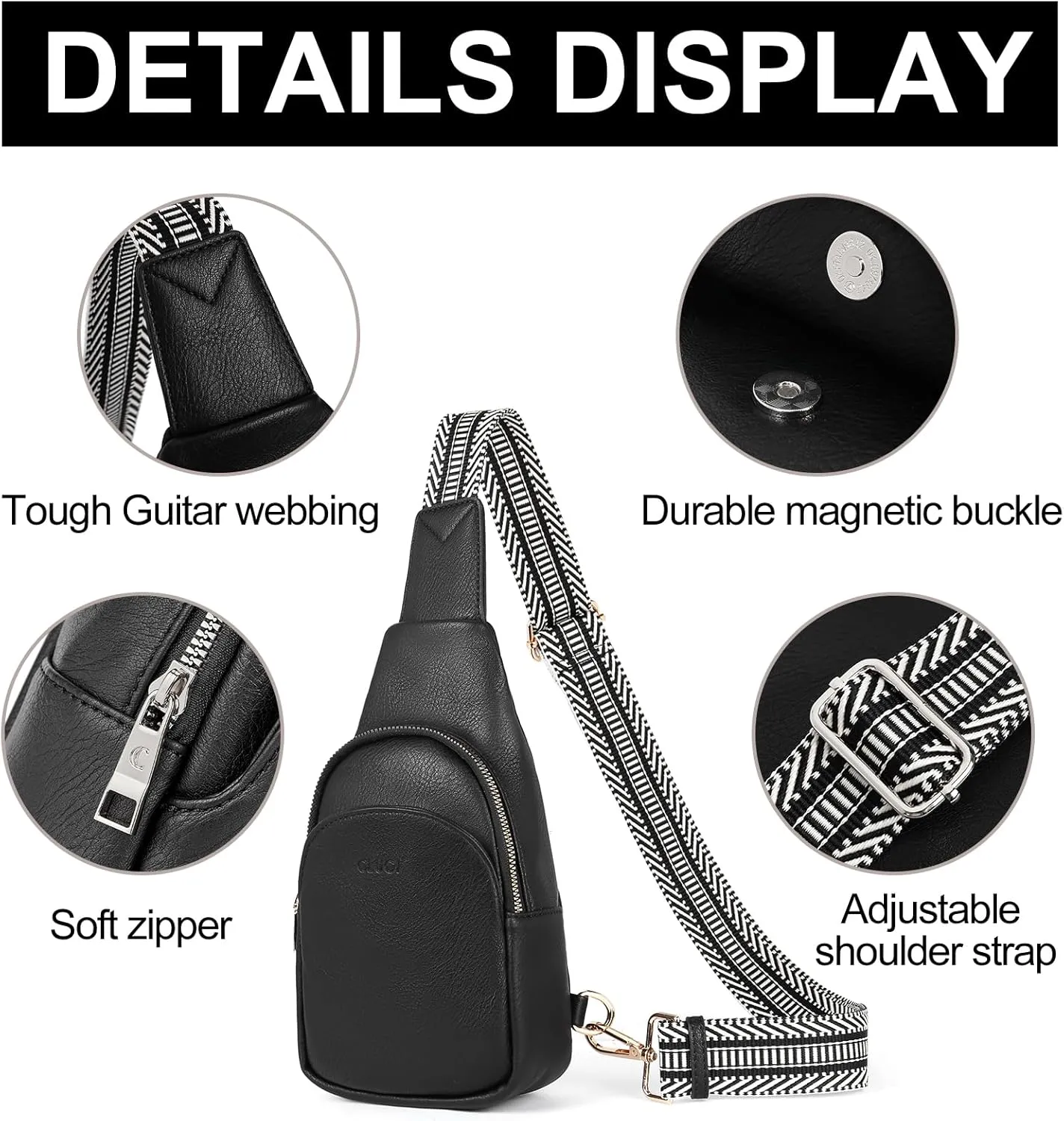 CLUCI Small Sling Bag for Women,Vegan Leather Crossbody Bags for Women,Fanny Packs with Guitar Strap