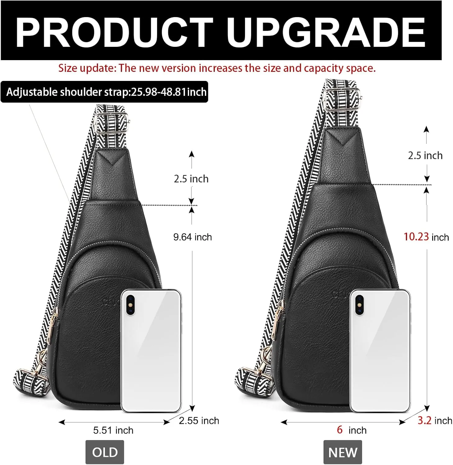 CLUCI Small Sling Bag for Women,Vegan Leather Crossbody Bags for Women,Fanny Packs with Guitar Strap