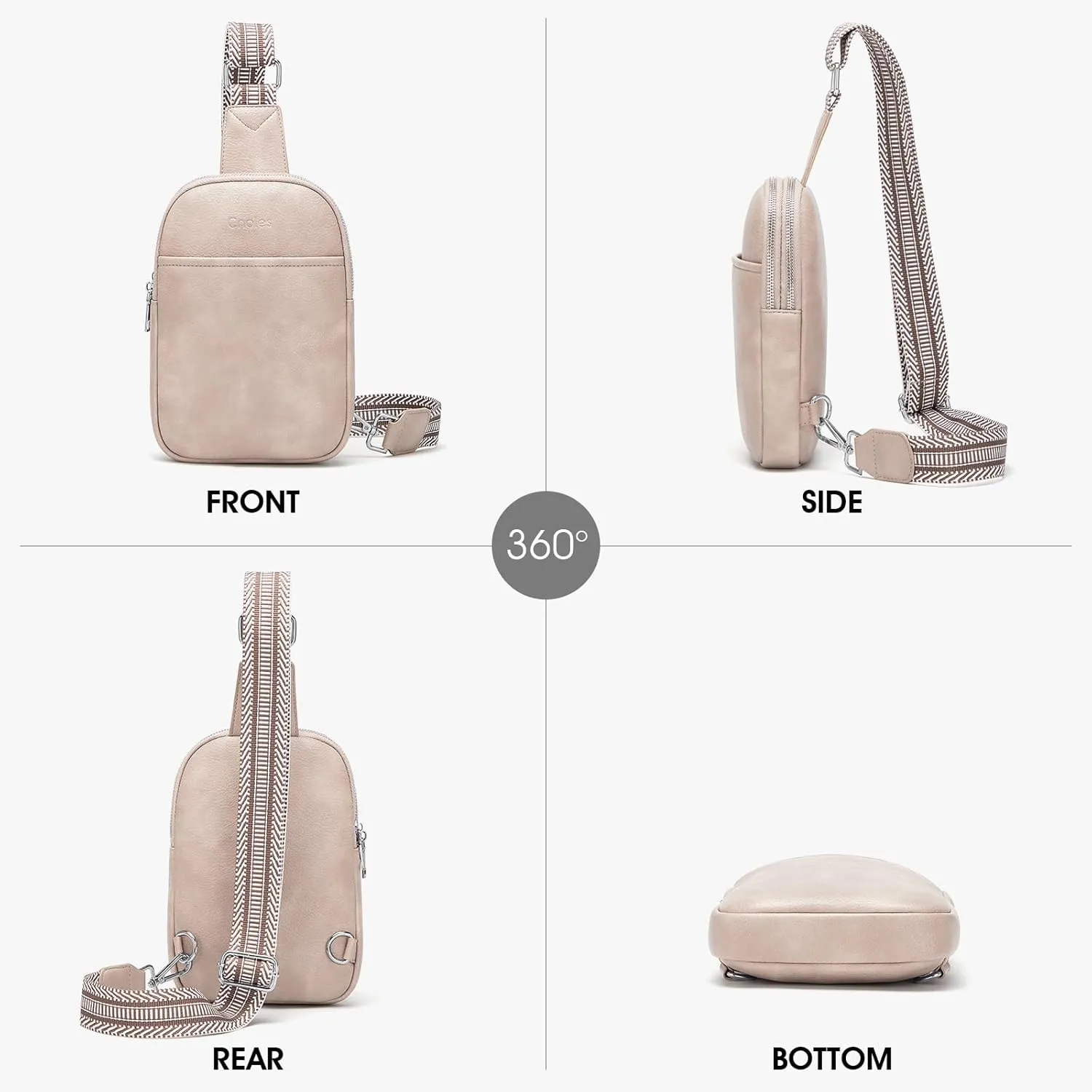 Cnoles Small Sling Bag for Women Vegan Leather Crossbody Fashion Fanny Pack Purse Travel Chest Bag for Women