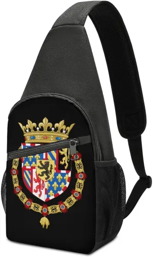 Coat Arms of Dukes of Burgundy Crowned Print Sling Bag Casual Chest Bag Daypack Unisex Crossbody Backpack for Travel Sports Outdoors