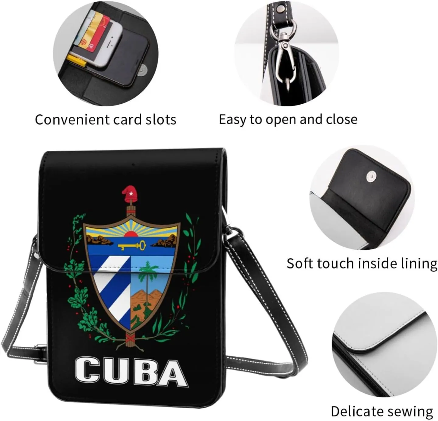 Coat of Arms of Dominican Republic Flag Emblem Small Crossbody Purse Cell Phone Bag for Women
