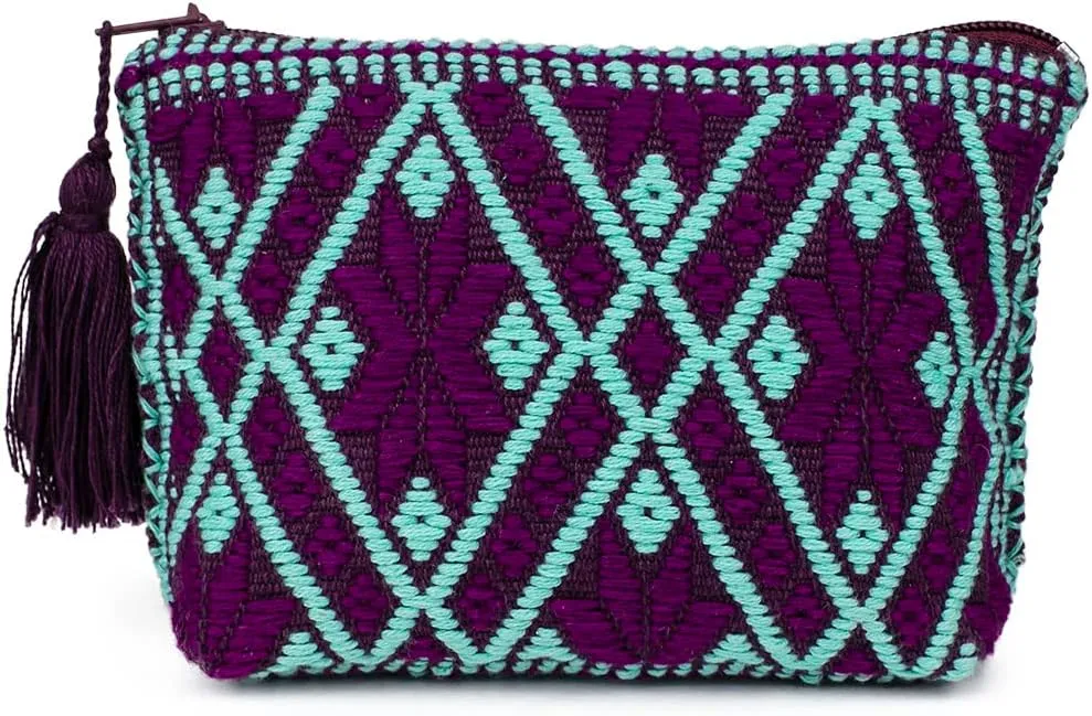 Coin Pouch: 100% Cotton Coin Purse for Women | Cute Change Purse with Vibrant Colors | Small Zipper Pouch Handmade by Mexican Artisans | Wallet Purse for Women