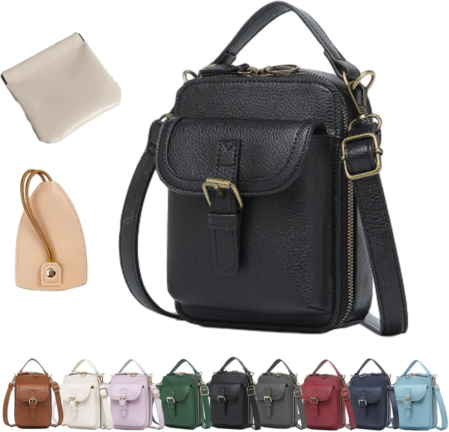 Collaboraten1 Crossbody Leather Bag for Women, RFID Anti-Theft Design, Come with Scratch-Resistant Key Pouch