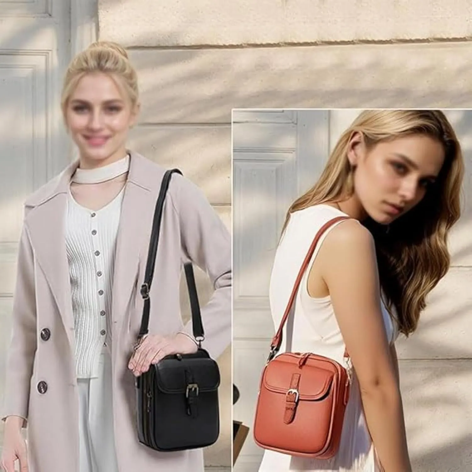 Collaboraten1 Crossbody Leather Bag for Women, RFID Anti-Theft Design, Come with Scratch-Resistant Key Pouch