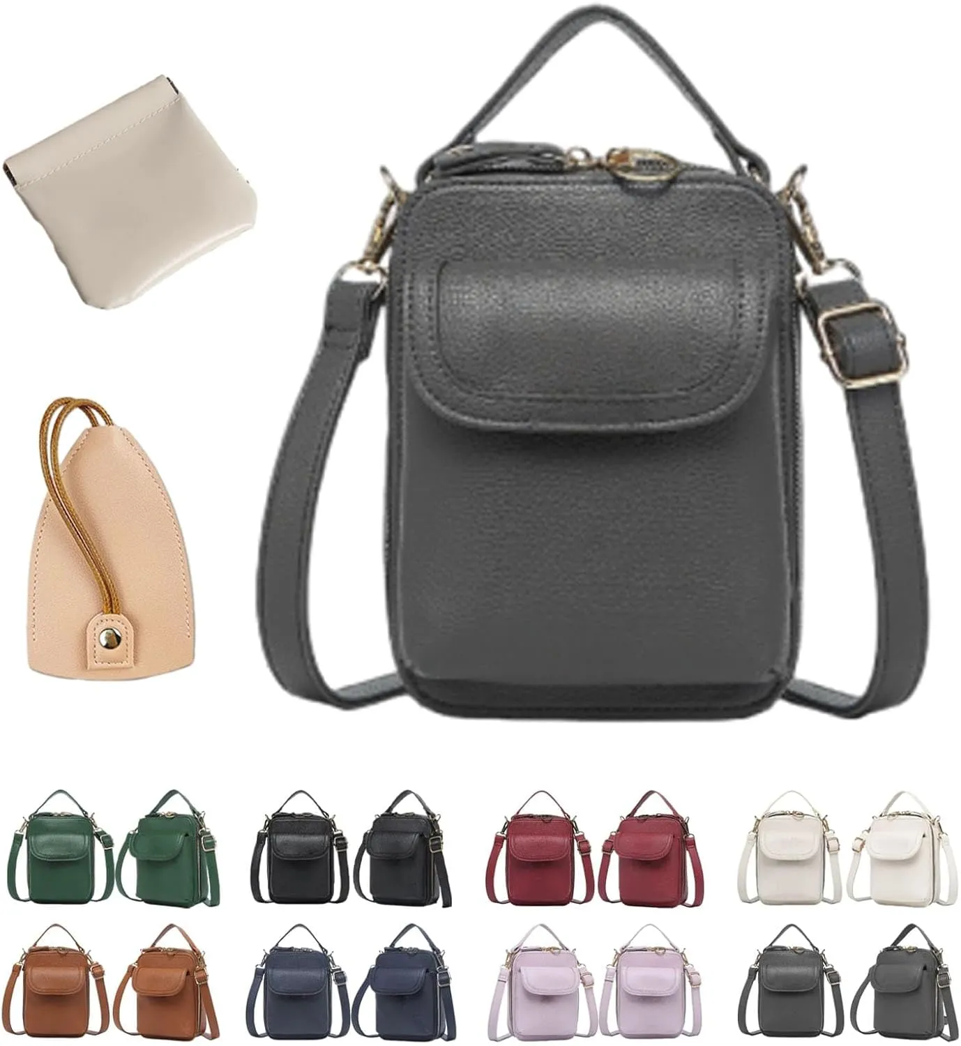 Collaboraten1 Crossbody Leather Bag for Women, RFID Anti-Theft Design, Come with Scratch-Resistant Key Pouch