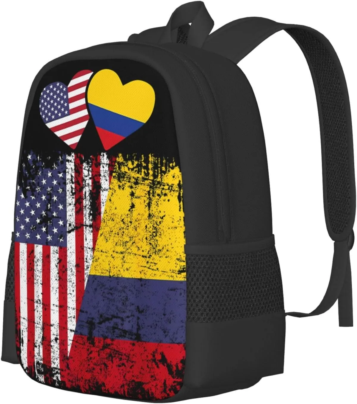 Colombian Roots Half American Flag Colombia Casual Backpack Large Capacity Backpacks 15 Inch Laptop Back Pack Travel Rucksack Daypack Commuter Bags with Adjustable Strap for Camping