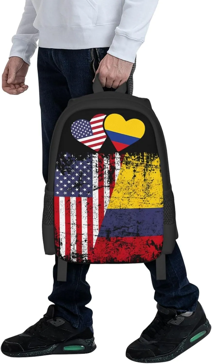 Colombian Roots Half American Flag Colombia Casual Backpack Large Capacity Backpacks 15 Inch Laptop Back Pack Travel Rucksack Daypack Commuter Bags with Adjustable Strap for Camping