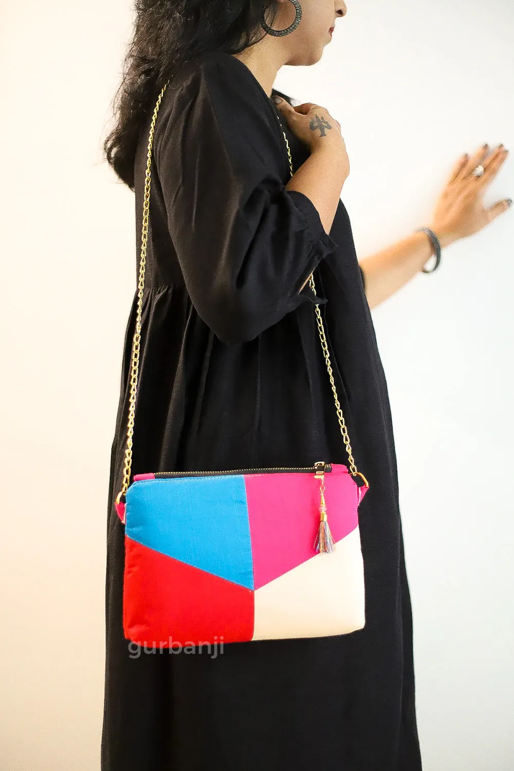 Color Block : Beige Red Sling
