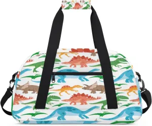 Color Dinosaurs Gym Duffel Bag for Men Women Animal Dinosaurs Sports Tote Bag with Adjustable Shoulder Strap for Dance Gymnastics Traveling Outdoor Camping Overnight Stay