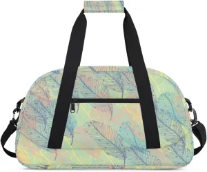 Color Feather Gym Duffel Bag for Men Women Feather Sports Tote Bag with Adjustable Shoulder Strap for Dance Gymnastics Traveling Outdoor Camping Overnight Stay