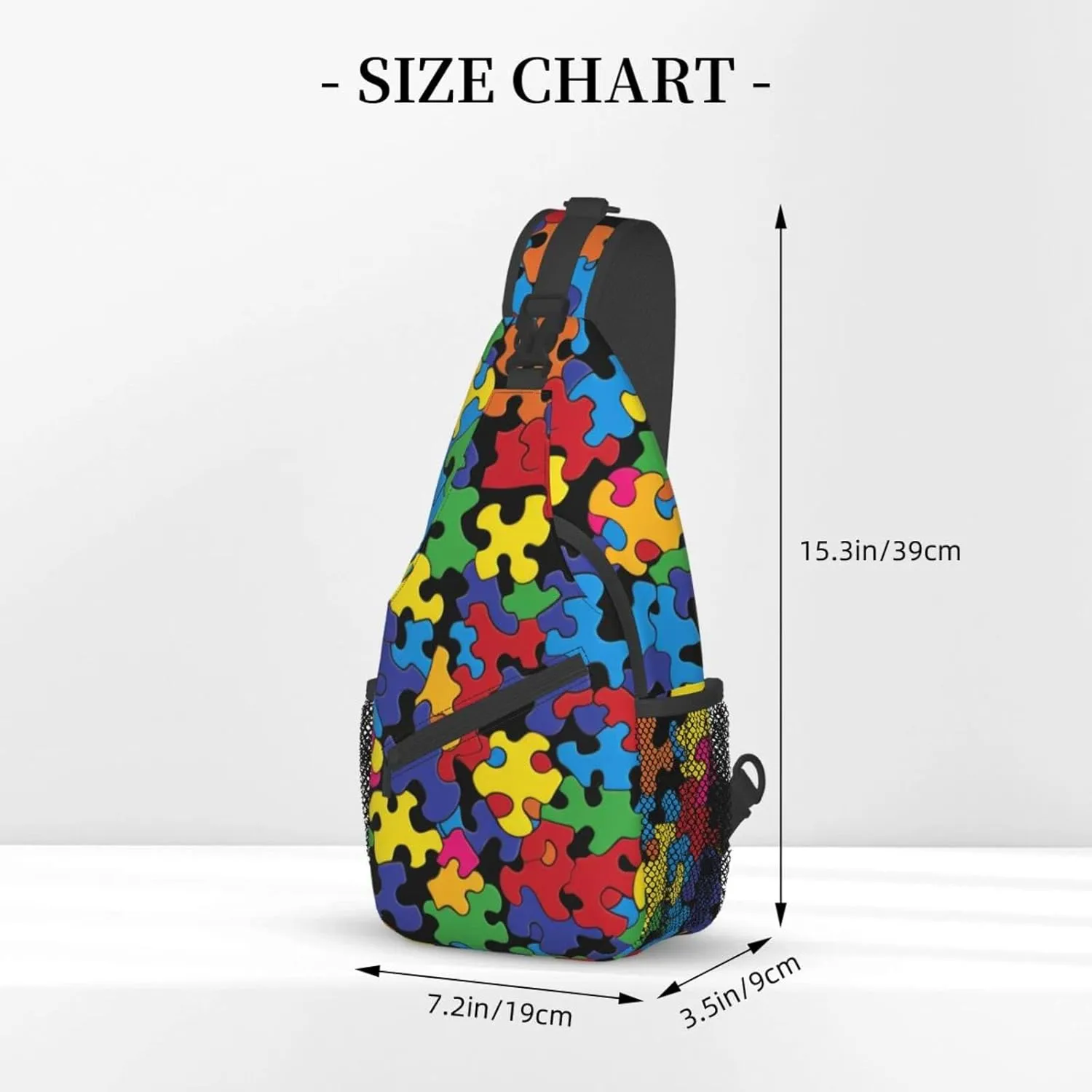 Colorful Autism Awareness Outdoor Cross-body Shoulder Bag, Unisex Backpack For Women Men Young Hiking Travel