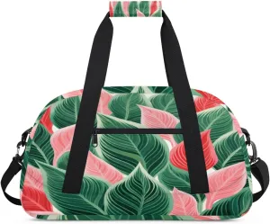 Colorful Leaves Gym Duffel Bag for Men Women Cartoon Plants Sports Tote Bag with Adjustable Shoulder Strap for Dance Gymnastics Traveling Outdoor Camping Overnight Stay