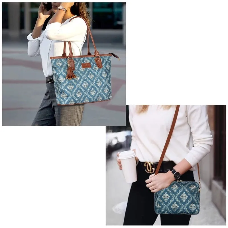 Combo: Percy Handbag & Isla Sling Bag - Durable, Stylish | Perfect Gift | 15L | Blue
