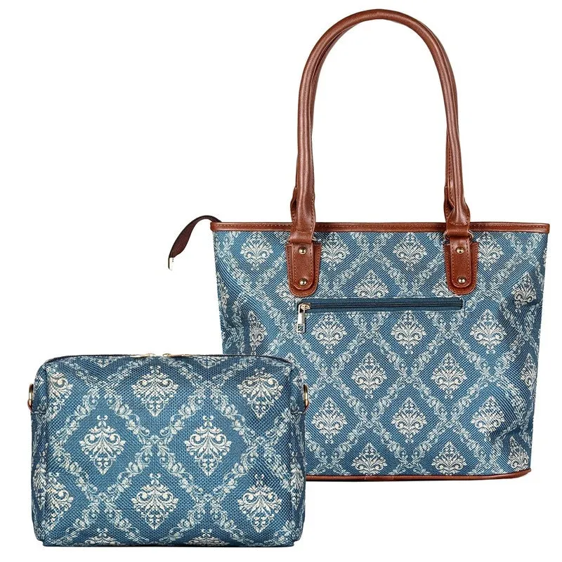 Combo: Percy Handbag & Isla Sling Bag - Durable, Stylish | Perfect Gift | 15L | Blue