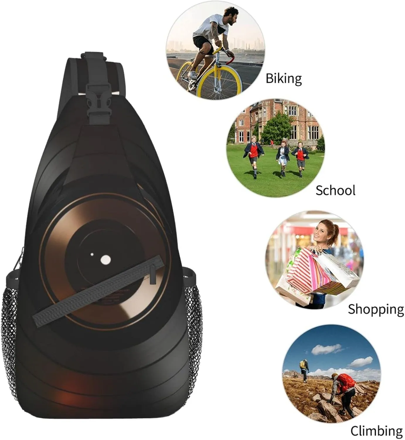 Compact Disc Outdoor Cross-body Shoulder Bag, Unisex Backpack For Women Men Young Hiking Travel