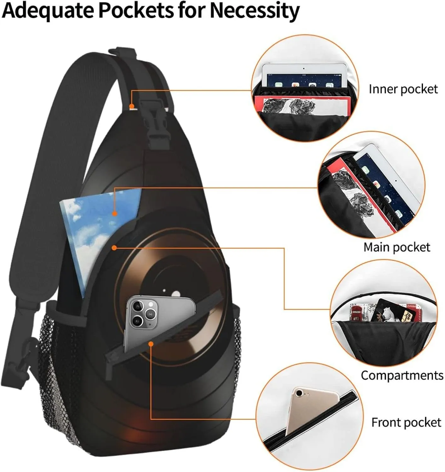 Compact Disc Outdoor Cross-body Shoulder Bag, Unisex Backpack For Women Men Young Hiking Travel