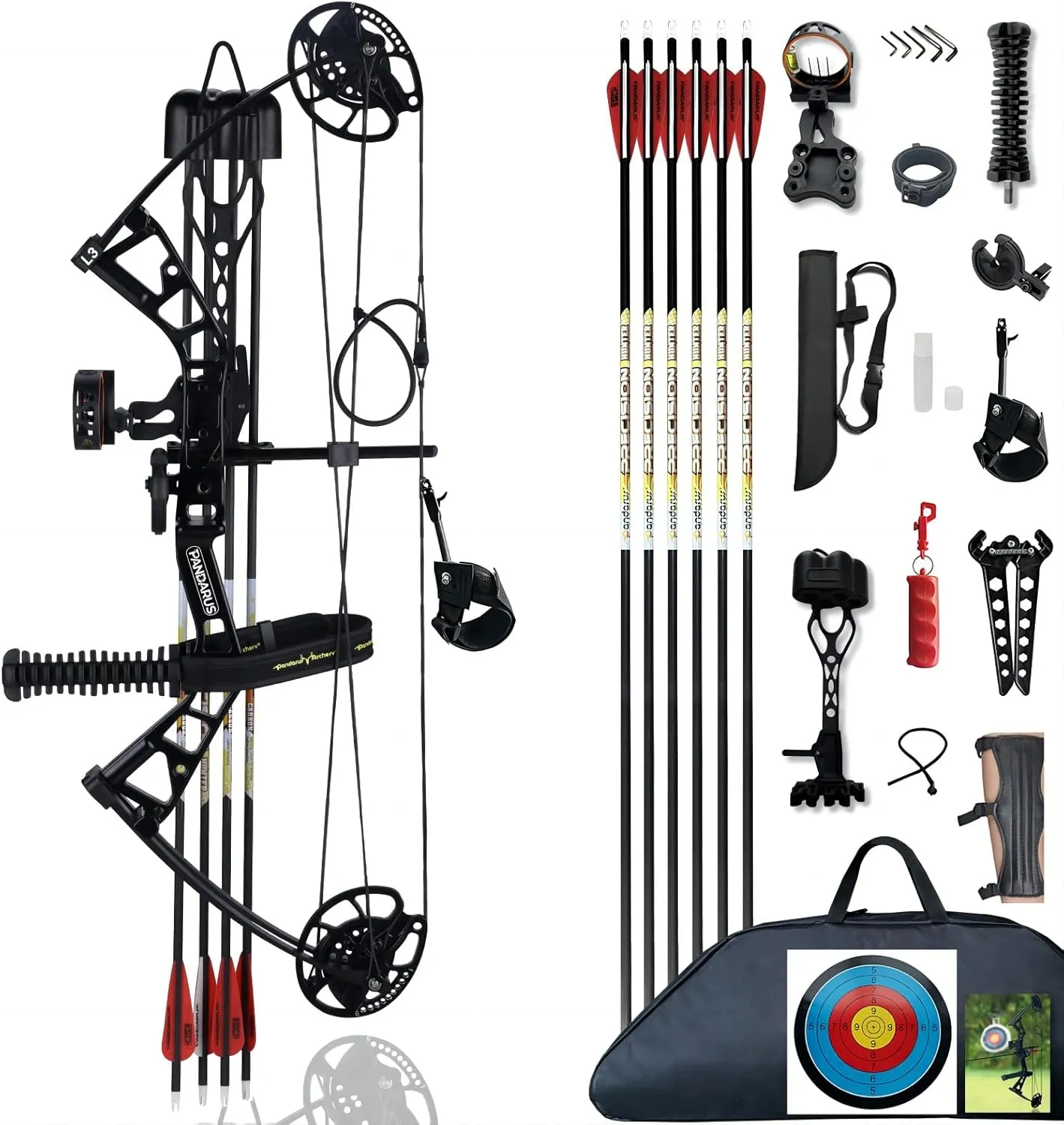 Compound Bow Set 10-40lbs for Pull Child Right Hand Lightweight Design Bow Adjustable 16"~28" Draw Length IBO 290fps New 2024 Professional Set for Youth&Kids