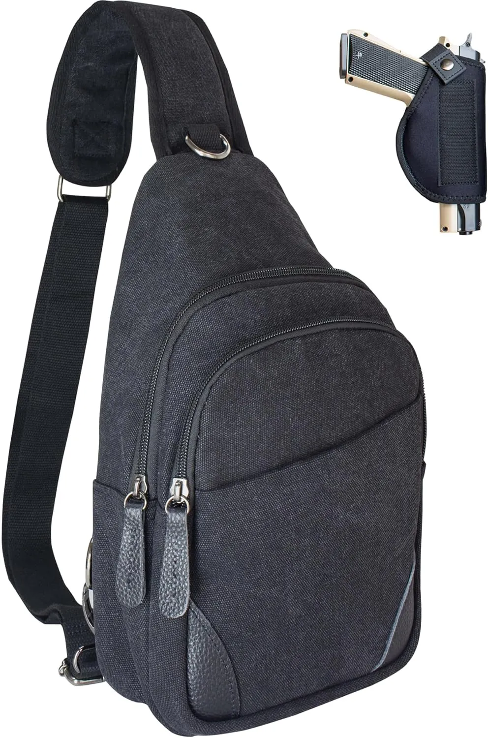 Concealed Carry Crossbody Bag-Tactical Shoulder Bag for Men ，CCW Chest Bag with Universal Pistol Holster